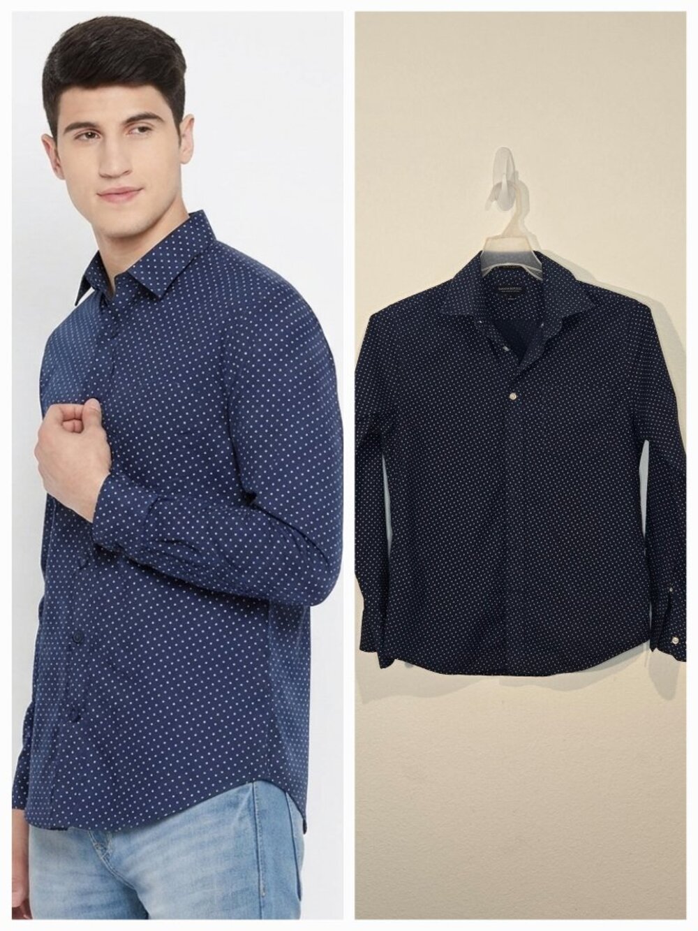 BANANA REPUBLIC SLIM FLEX FIT BUTTON DOWN SHIRT size S Blue